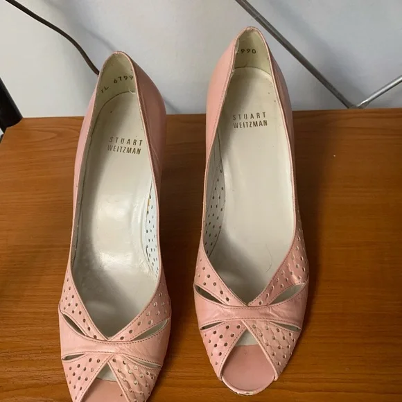 Stuart Weitzman Peep-Toe Pink Heels - Picture 1 of 6